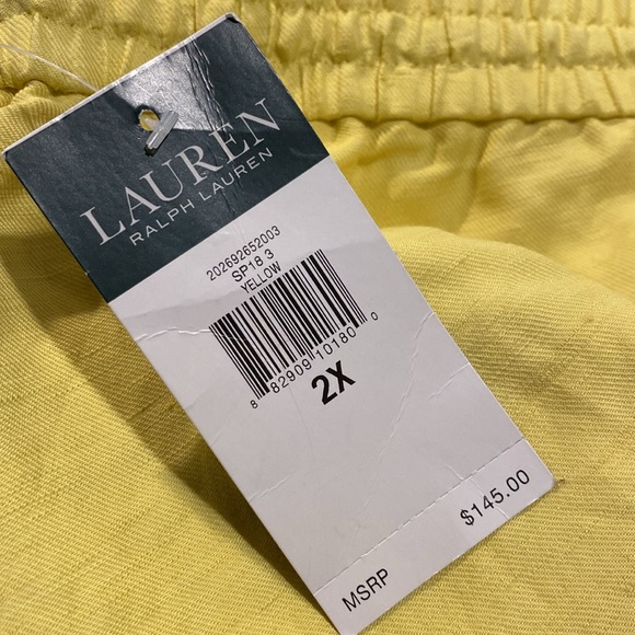 Lauren Ralph Lauren Linen blend Yellow Skirt with Asymmetrical Hem. Plus Size 2X - Picture 4 of 5